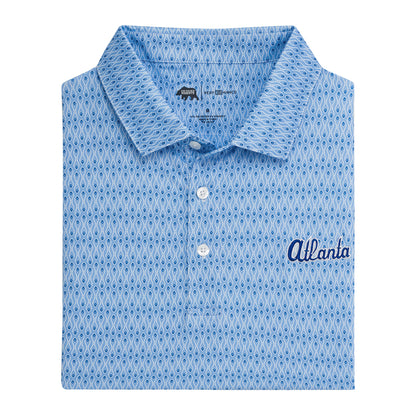 Atlanta Braves Retro Feather Printed Performance Polo - Sky