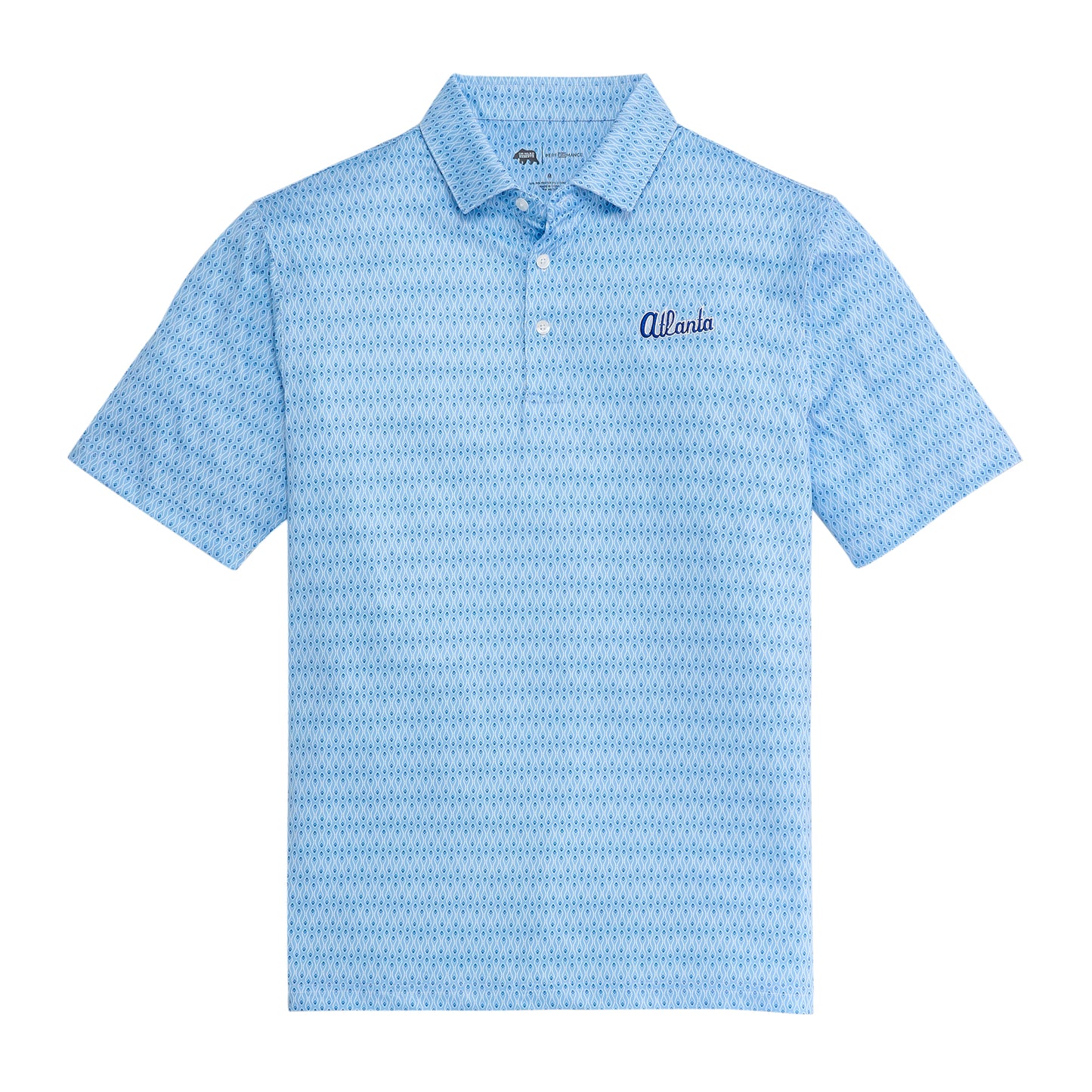 Atlanta Braves Retro Feather Printed Performance Polo - Sky