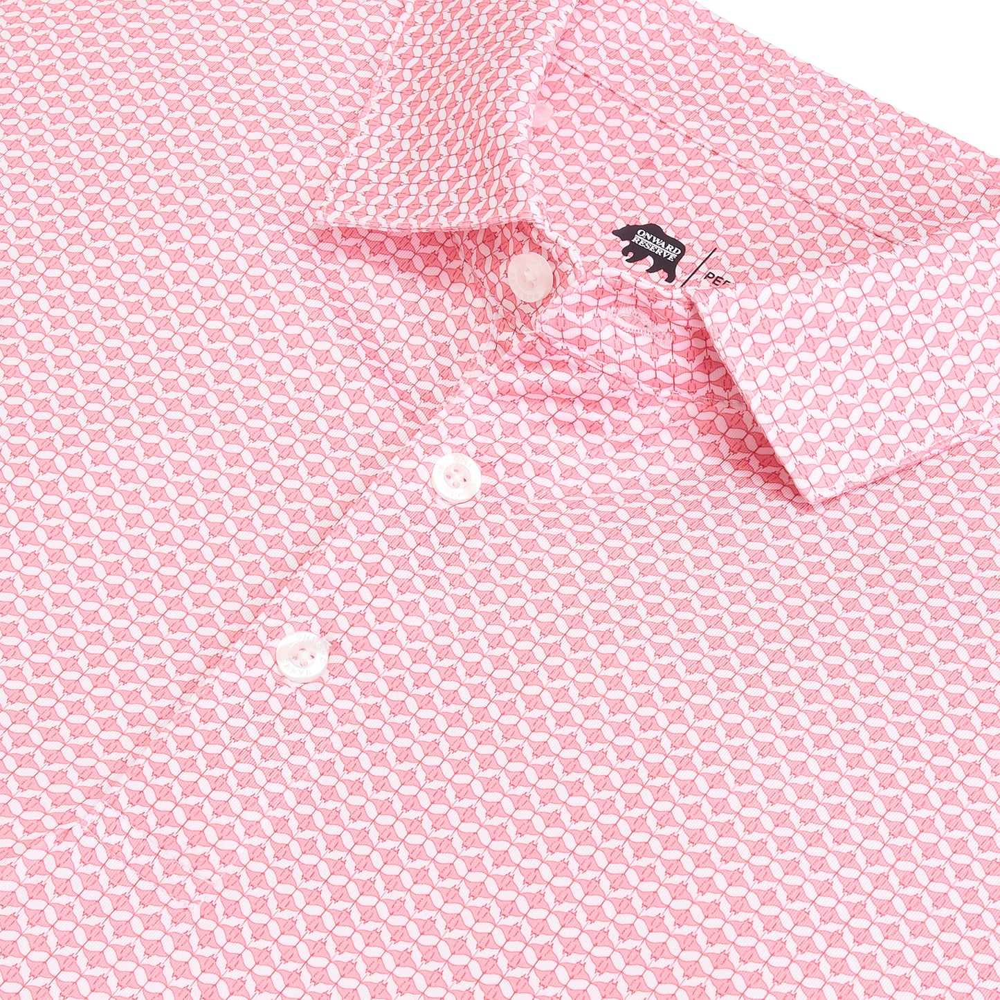 Barb Printed Performance Polo - Sea Pink