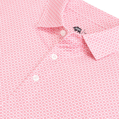 Barb Printed Performance Polo - Sea Pink