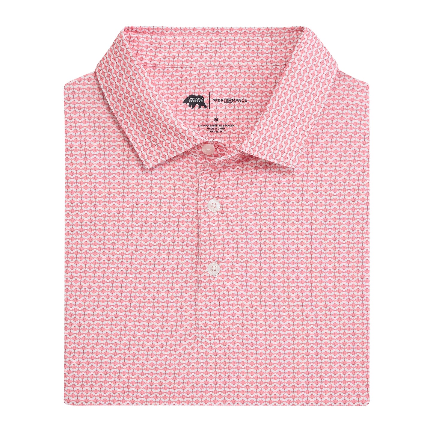Barb Printed Performance Polo - Sea Pink