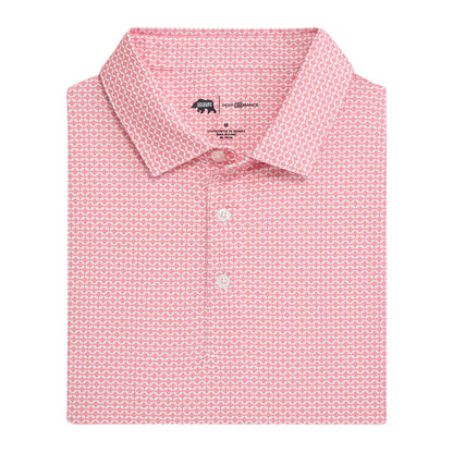 Barb Printed Performance Polo - Sea Pink