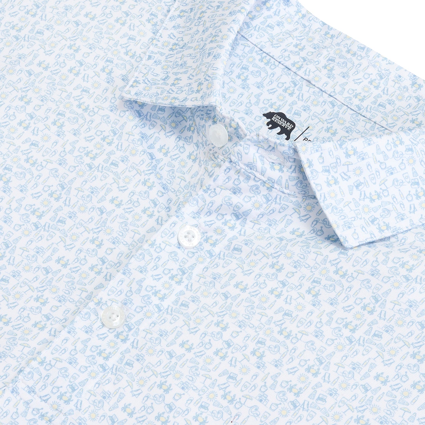 Beachcomber Printed Performance Polo - Azurine