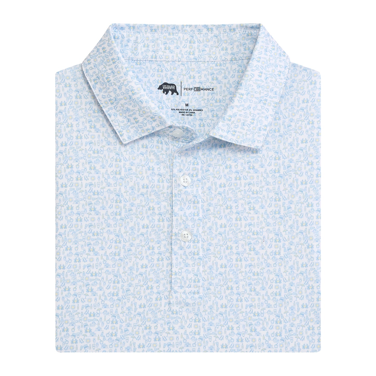 Beachcomber Printed Performance Polo - Azurine