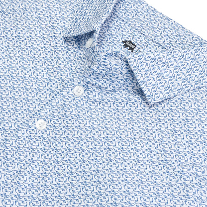 Bevy Printed Performance Polo - Blue Horizon
