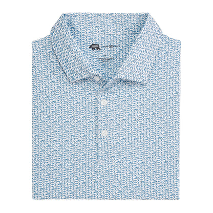Bevy Printed Performance Polo - Blue Horizon