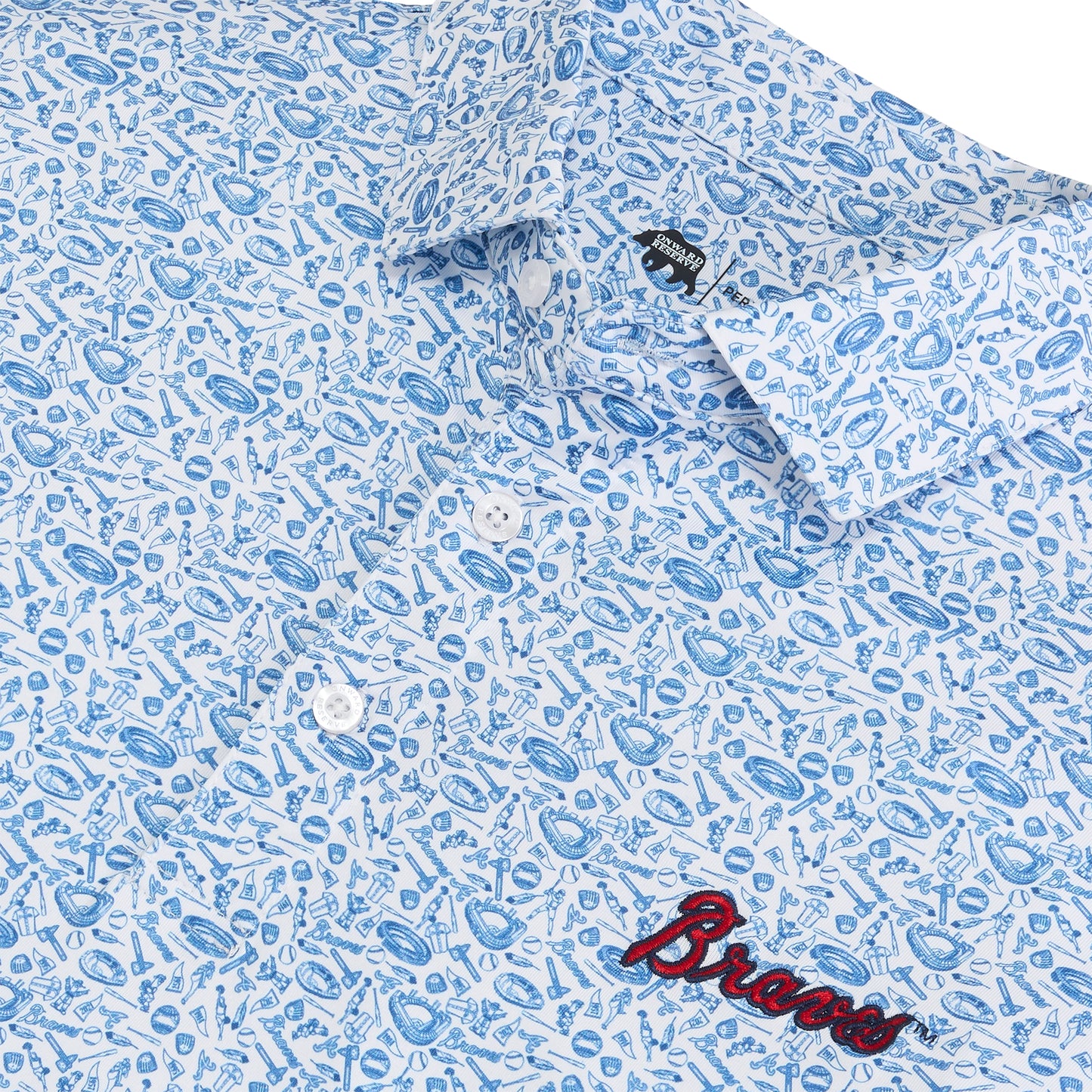 Braves Icons Printed Performance Polo - White