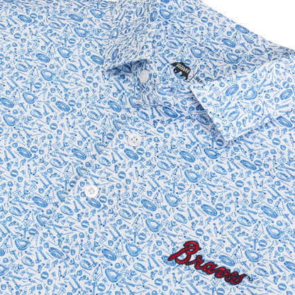 Braves Icons Printed Performance Polo - White