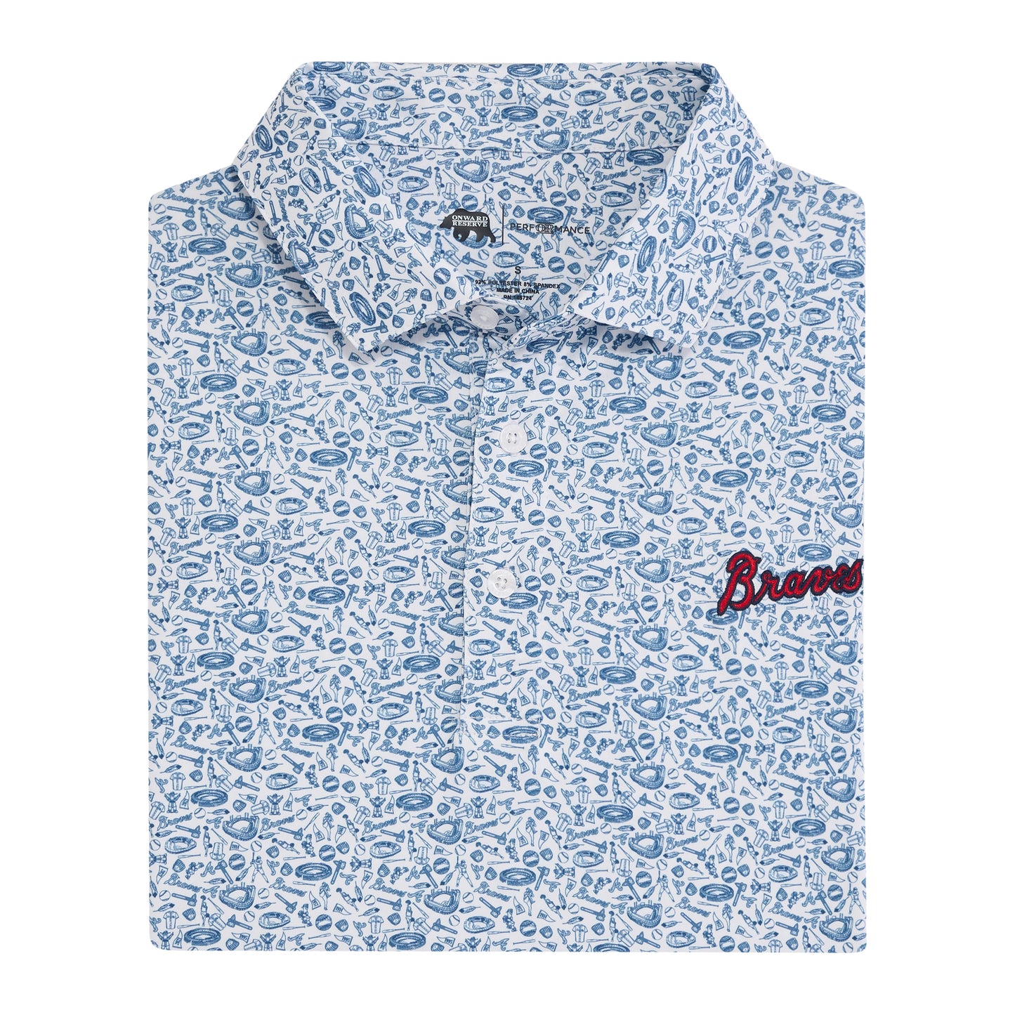Braves Icons Printed Performance Polo - White