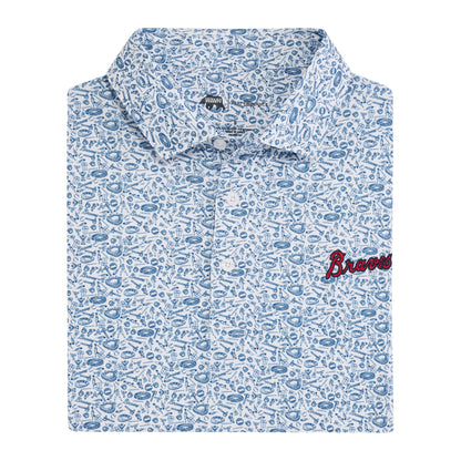 Braves Icons Printed Performance Polo - White