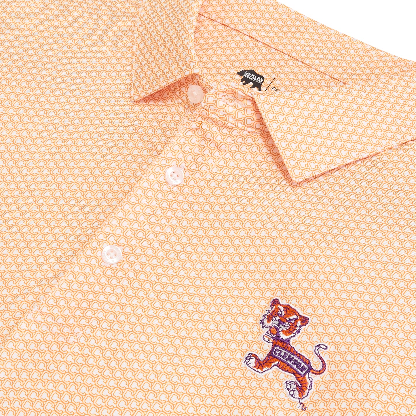 Clemson Vintage C Printed Performance Polo - White