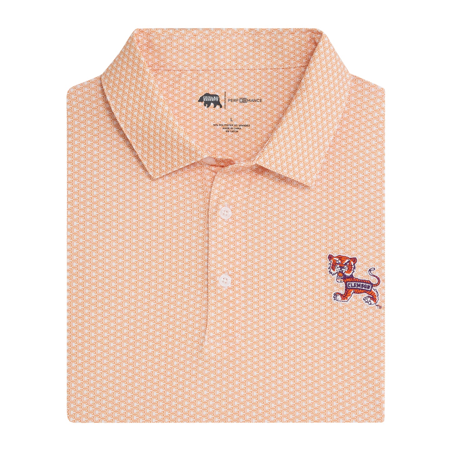 Clemson Vintage C Printed Performance Polo - White