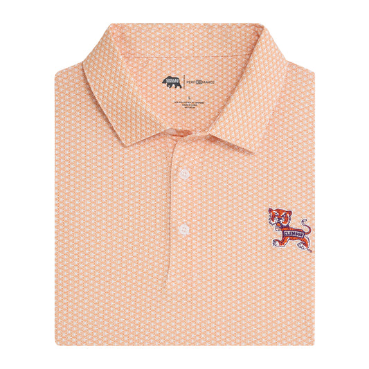 Clemson Vintage C Printed Performance Polo - White