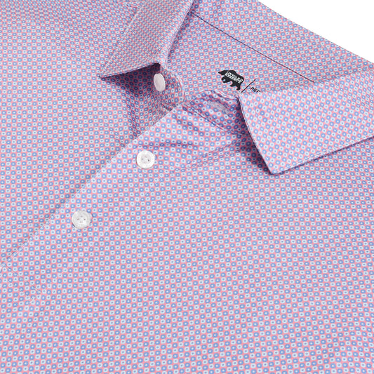 League Printed Performance Polo - Powder Pink