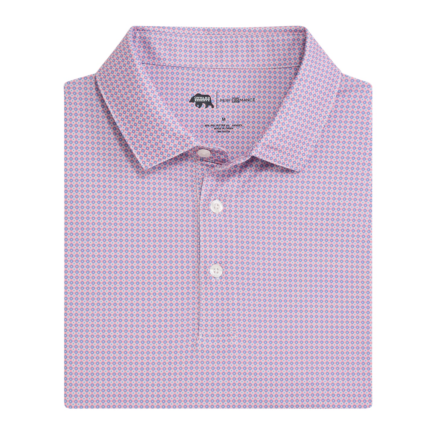 League Printed Performance Polo - Powder Pink