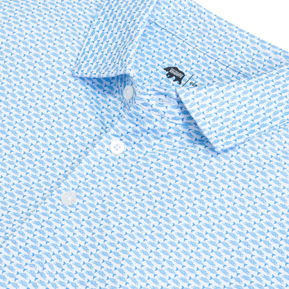 Goldie Printed Performance Polo - Azurine