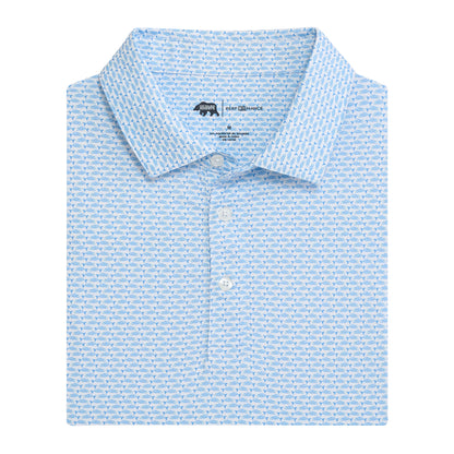 Goldie Printed Performance Polo - Azurine