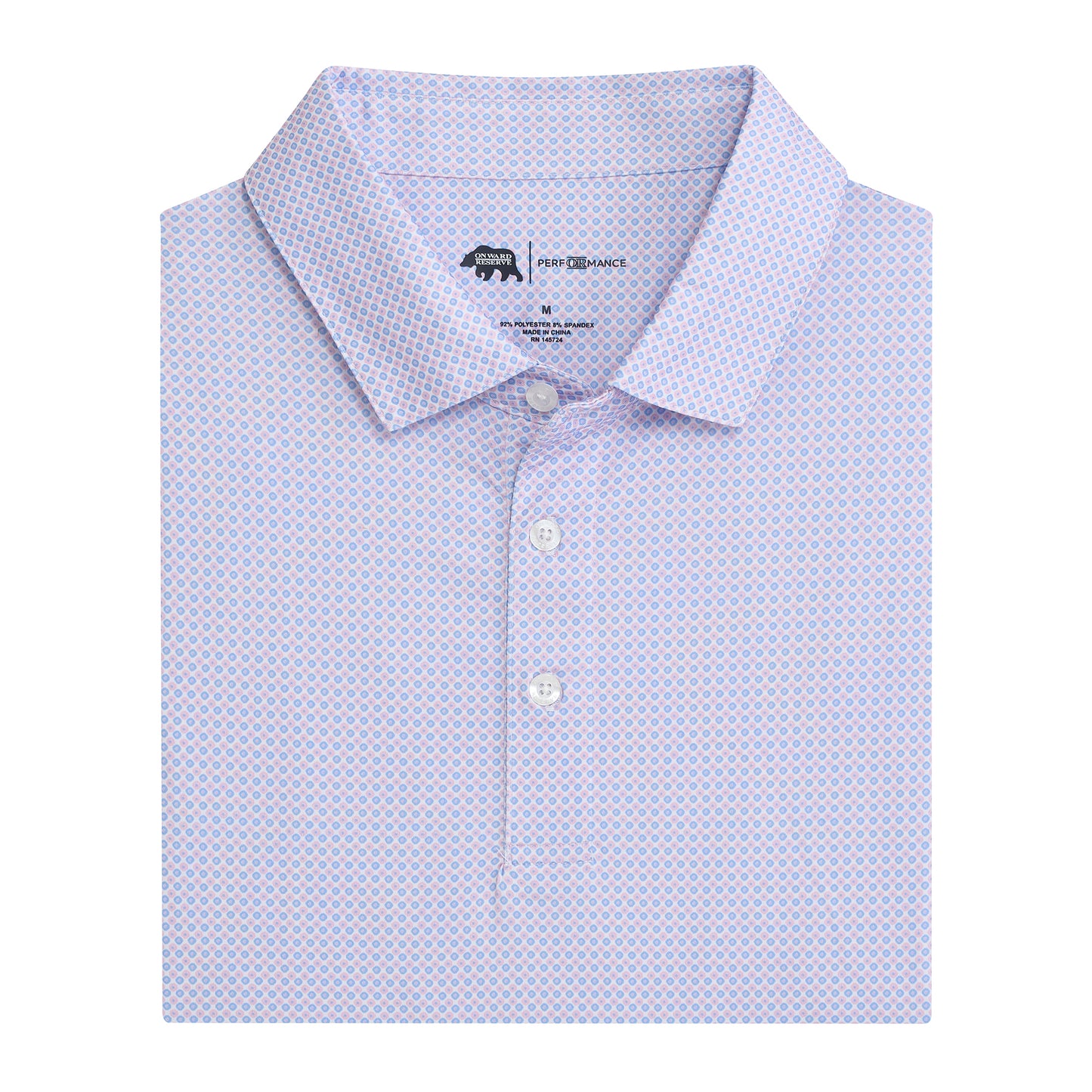 League Printed Performance Polo - Azurine