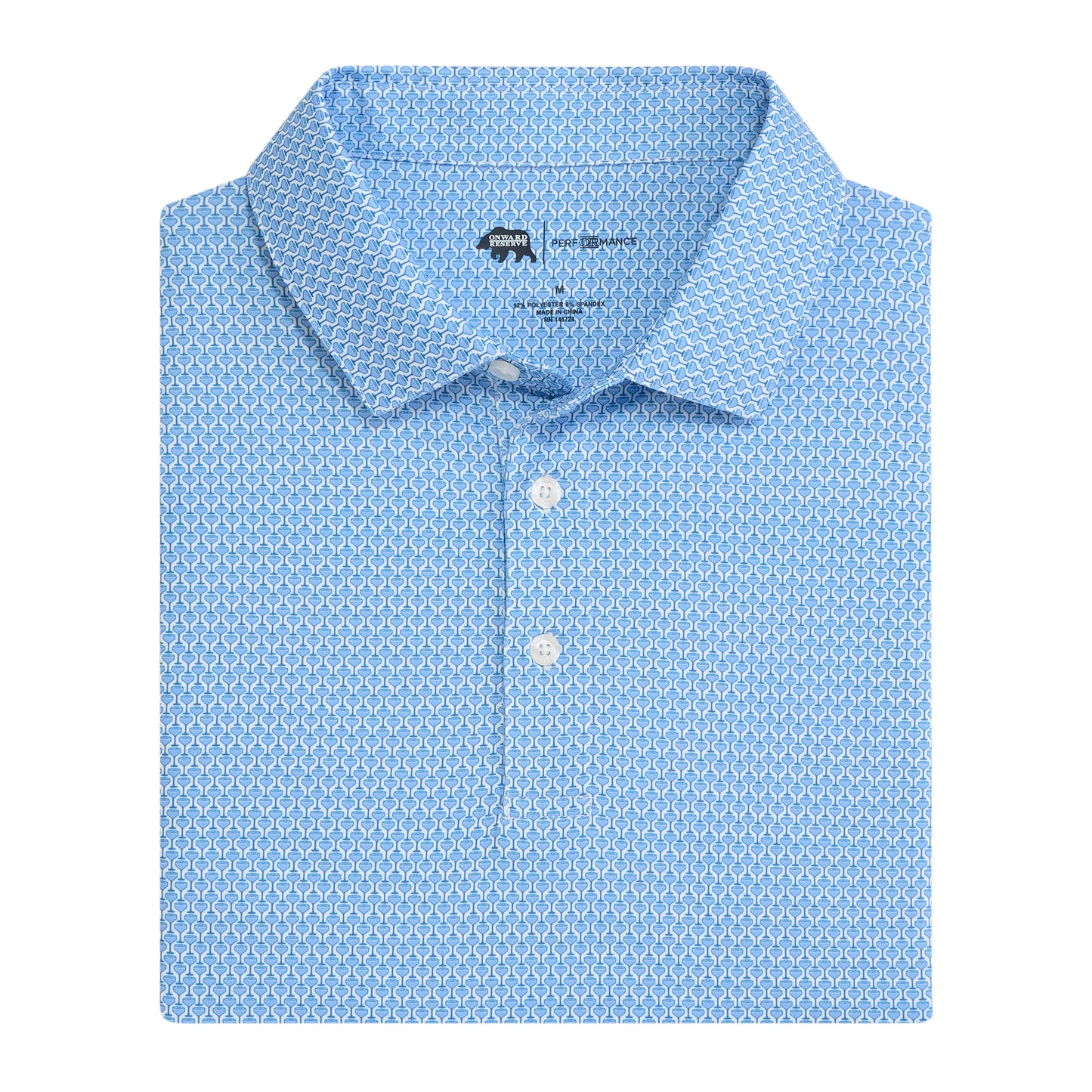 Night Owl Printed Performance Polo - Delft