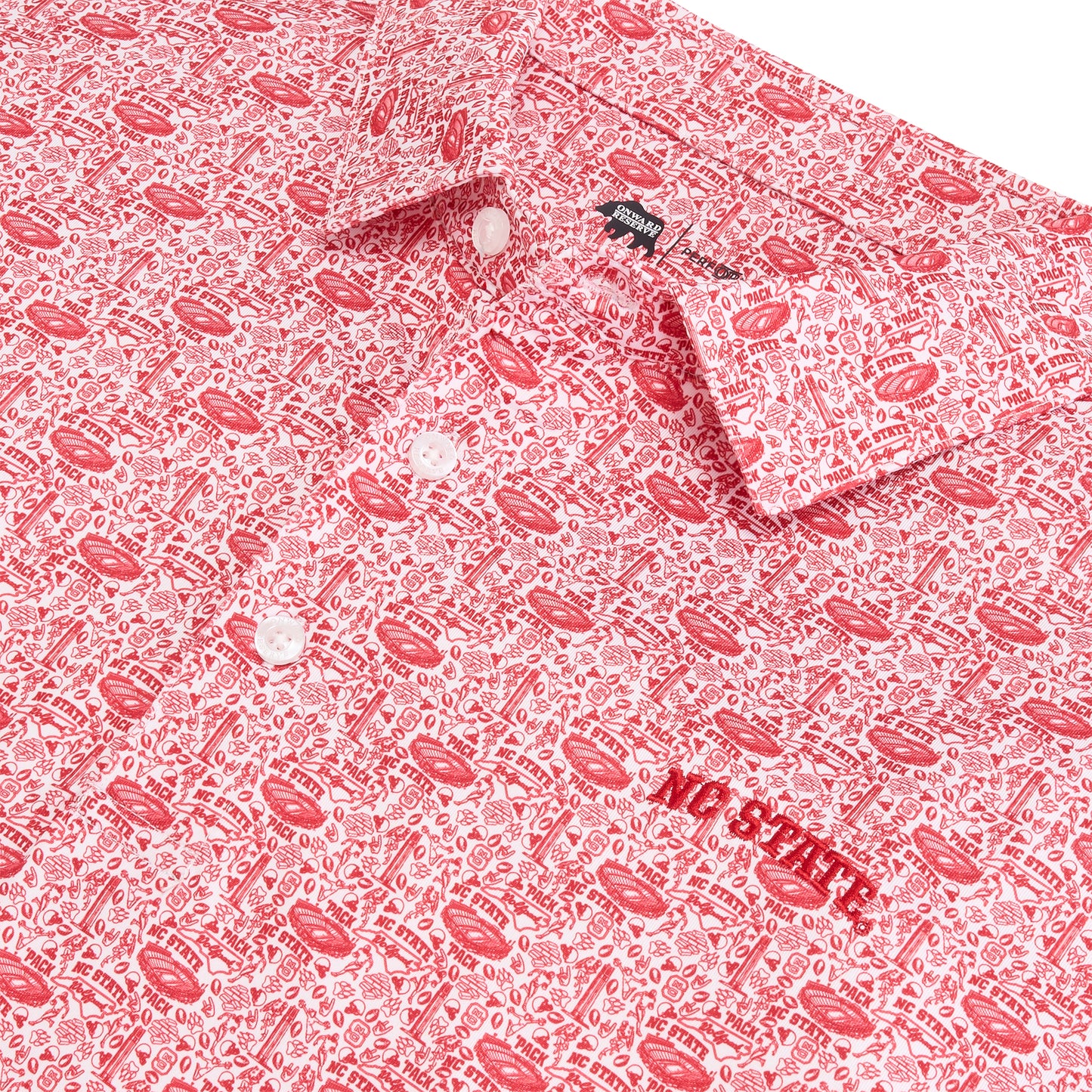 NC State Icons Printed Performance Polo - White