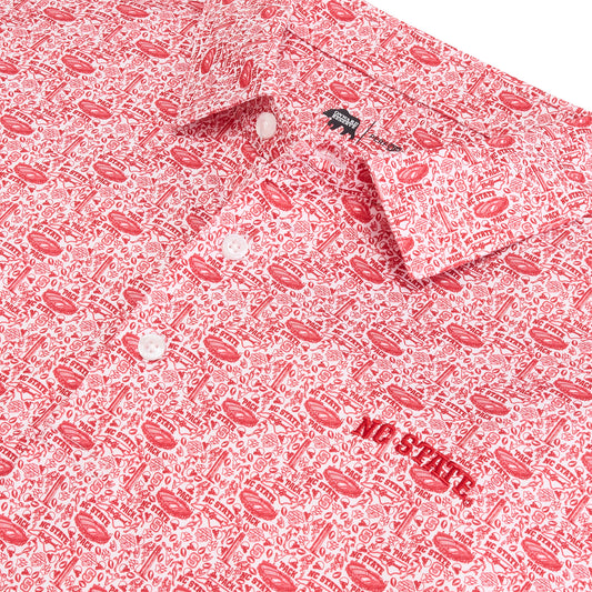NC State Icons Printed Performance Polo - White