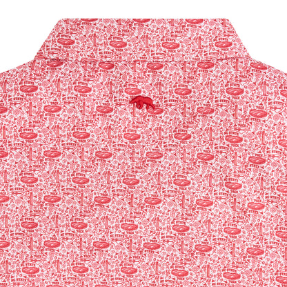 NC State Icons Printed Performance Polo - White