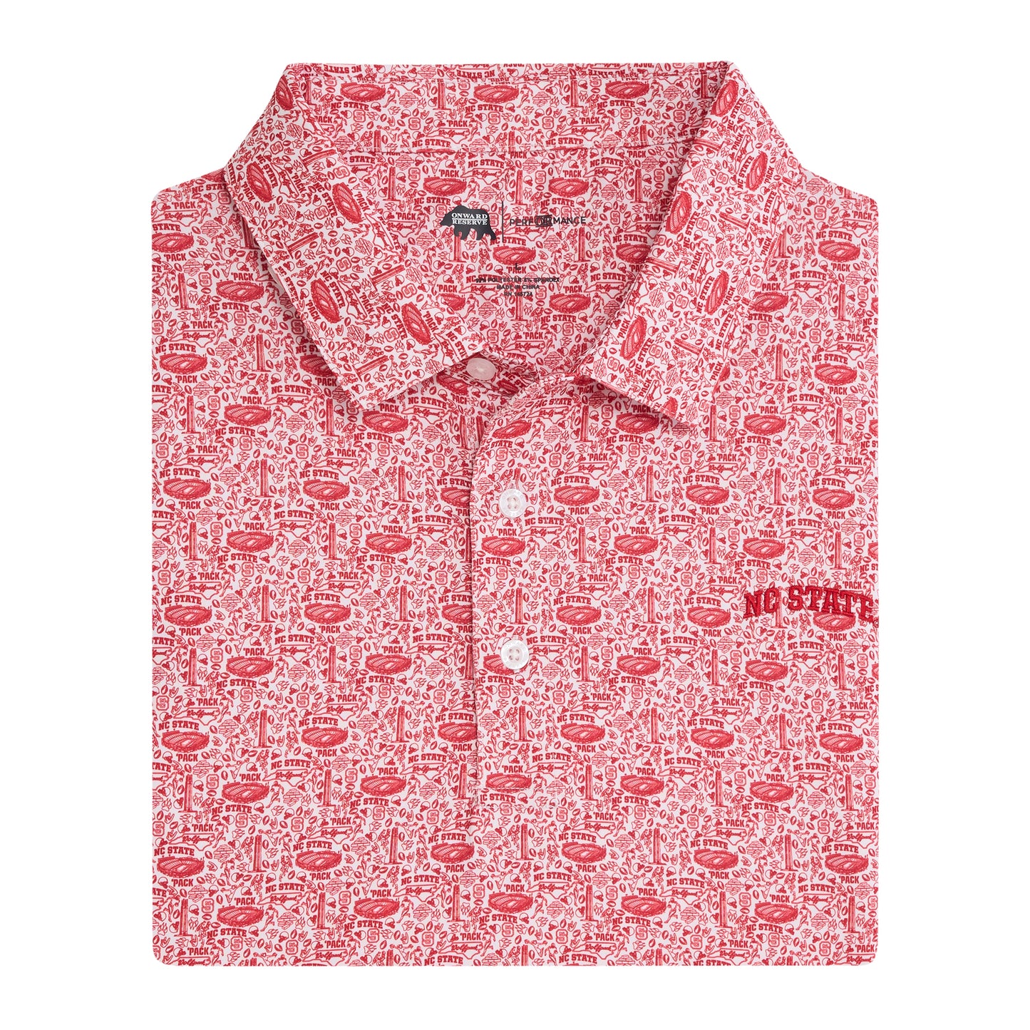 NC State Icons Printed Performance Polo - White
