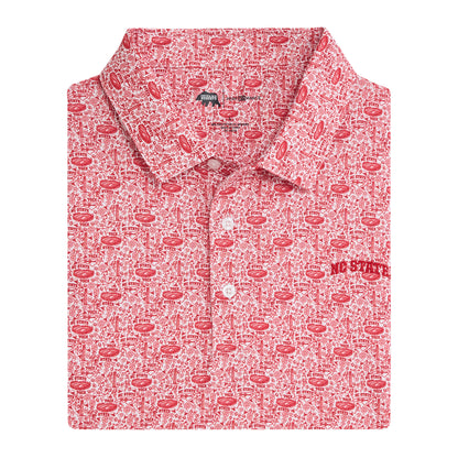 NC State Icons Printed Performance Polo - White