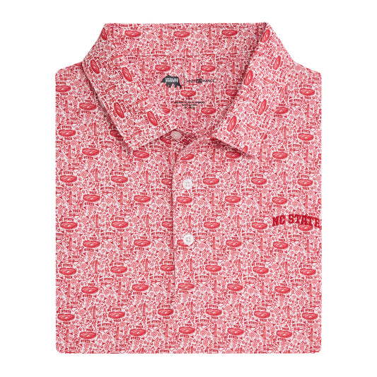 NC State Icons Printed Performance Polo - White