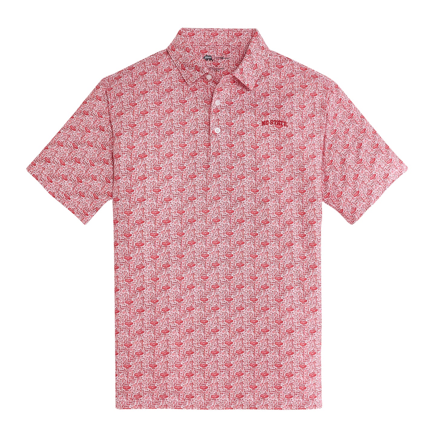 NC State Icons Printed Performance Polo - White