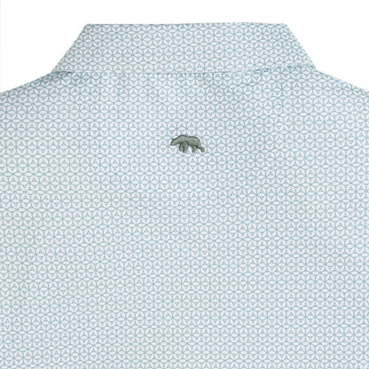 Out of Office Printed Performance Polo - Mallard Green