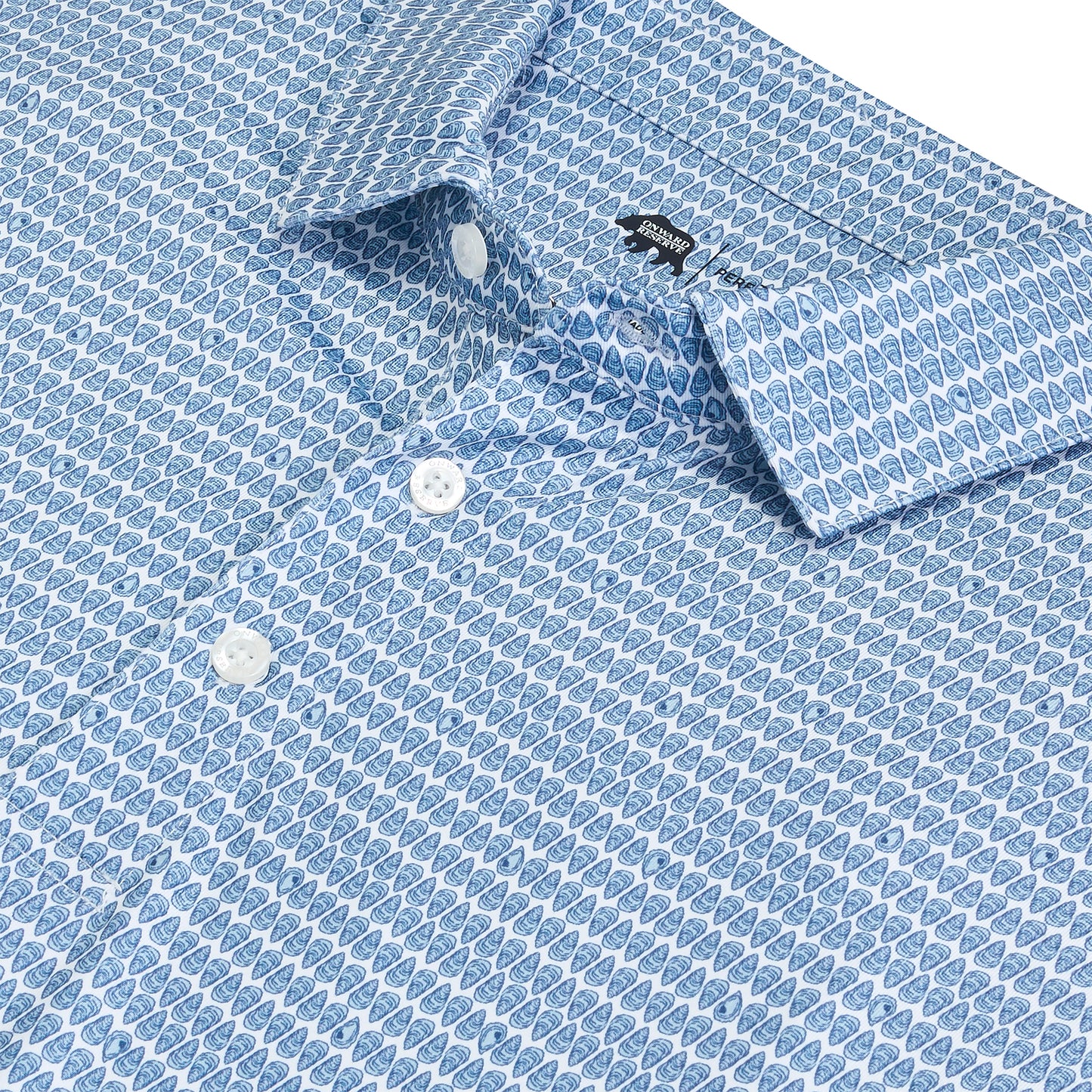 On the Half Shell Printed Performance Polo - Ensign Blue