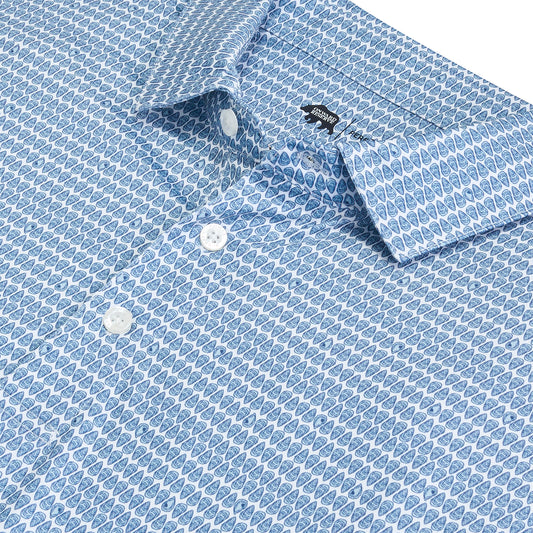 On the Half Shell Printed Performance Polo - Ensign Blue