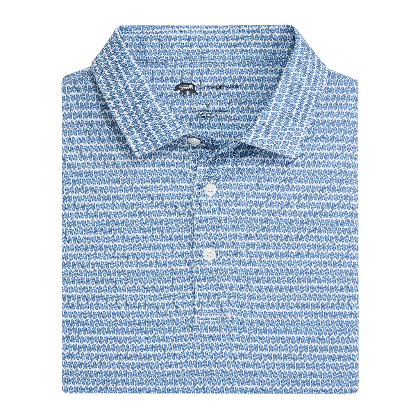 On the Half Shell Printed Performance Polo - Ensign Blue