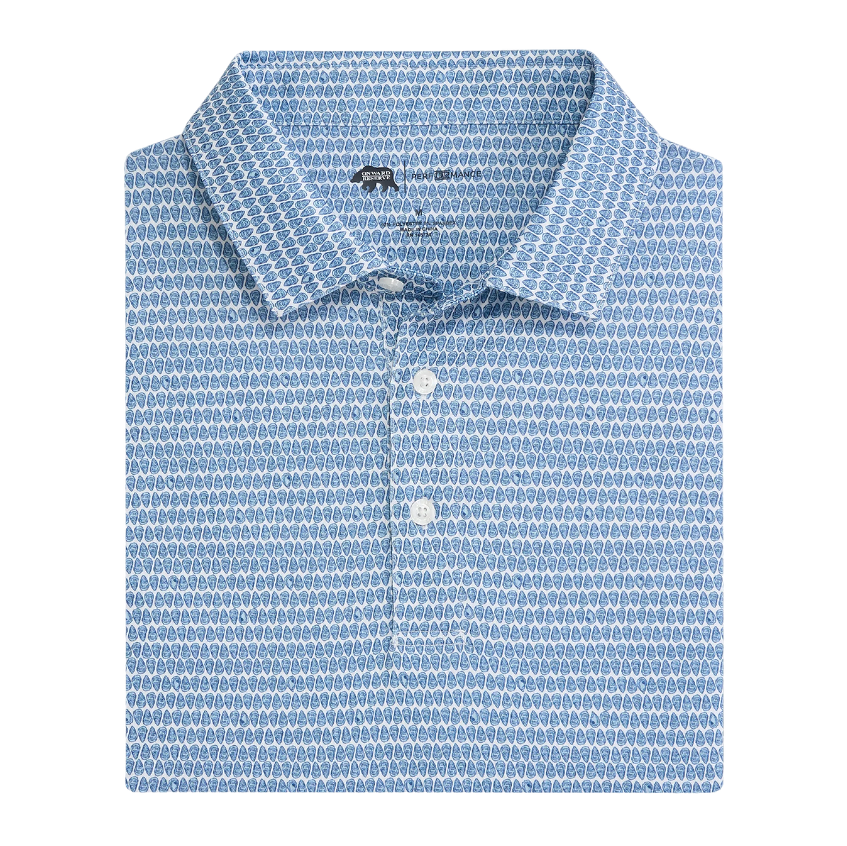 On the Half Shell Printed Performance Polo - Ensign Blue