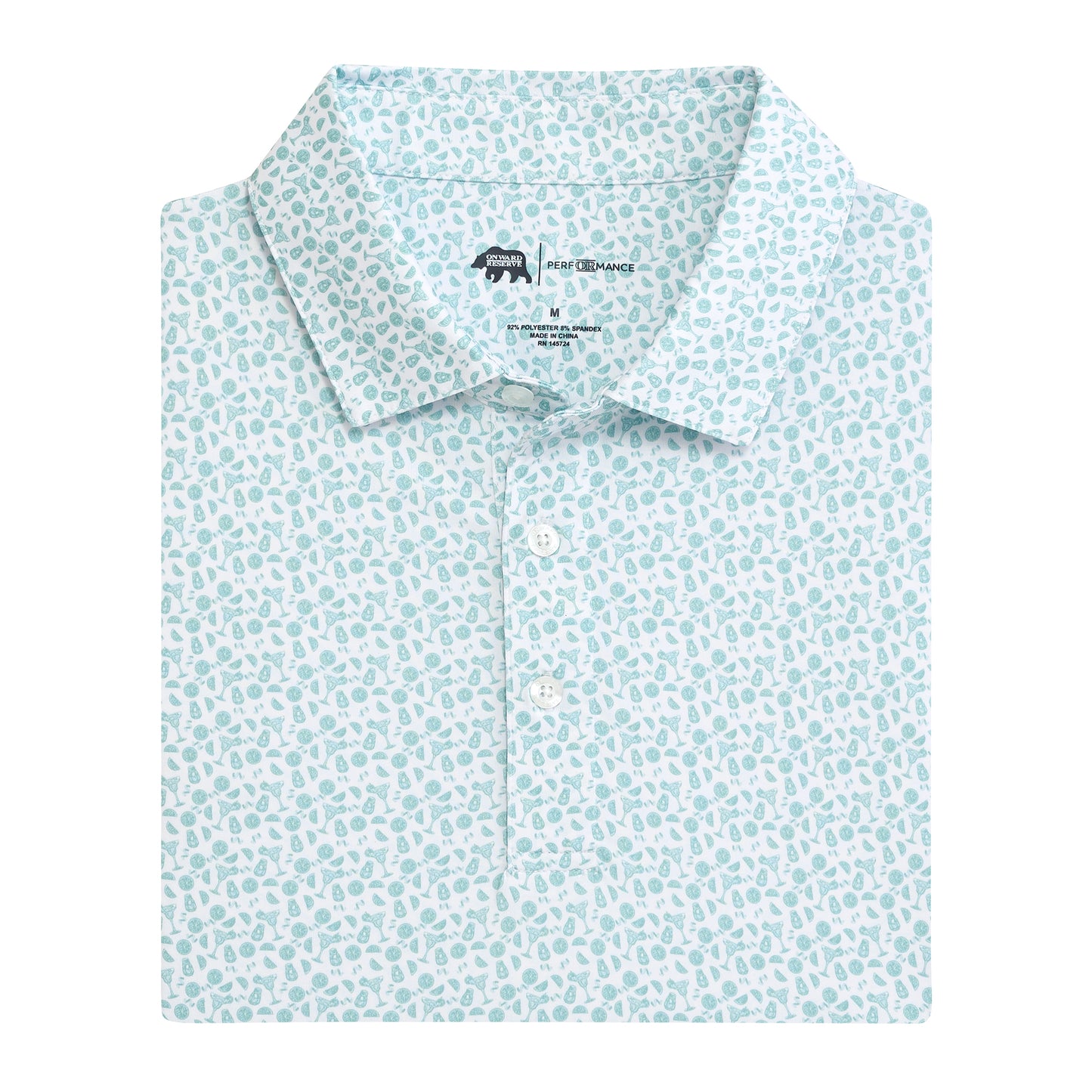 Rita Printed Performance Polo - Aquifer