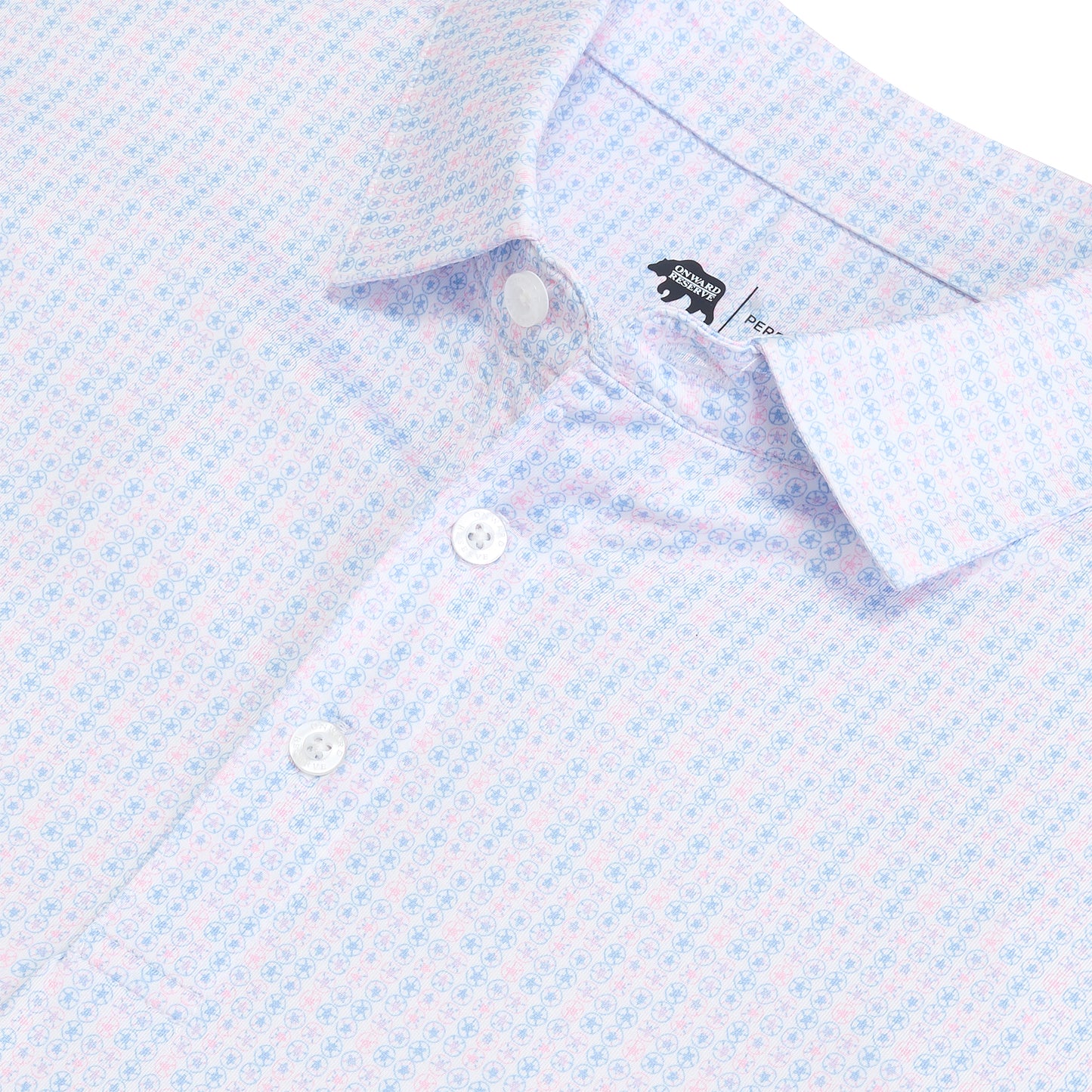 Shelling Out Printed Performance Polo - Sea Pink