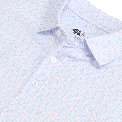 Shelling Out Printed Performance Polo - Sea Pink