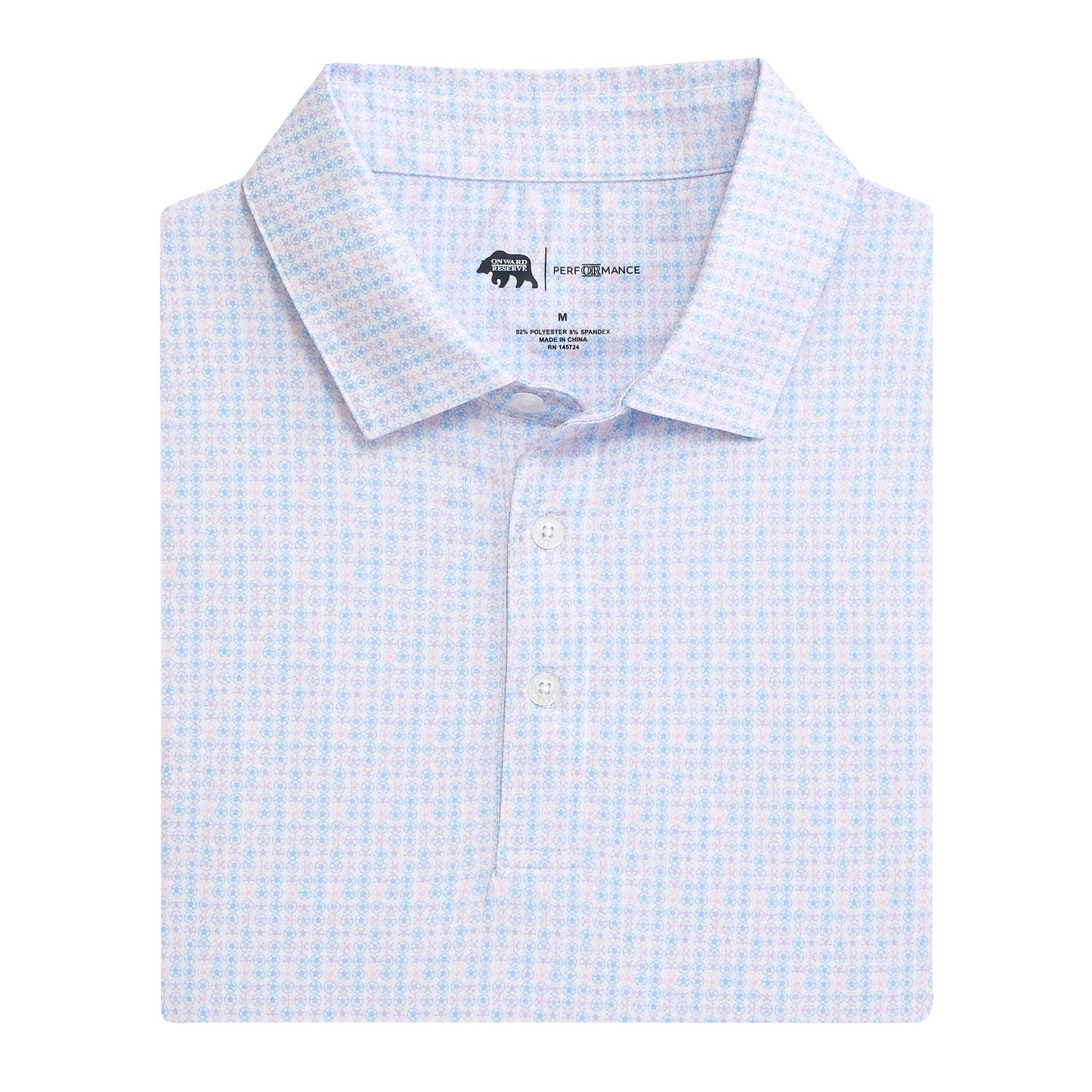 Shelling Out Printed Performance Polo - Sea Pink