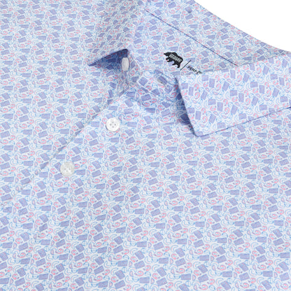 Low Country Printed Performance Polo - Powder Pink