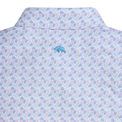 Low Country Printed Performance Polo - Powder Pink