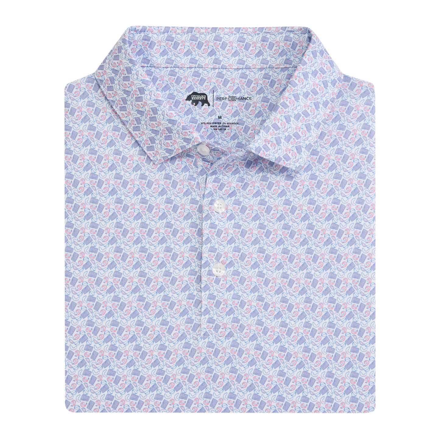 Low Country Printed Performance Polo - Powder Pink