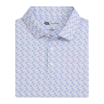 Low Country Printed Performance Polo - Powder Pink