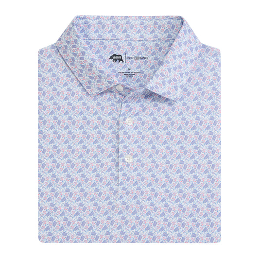 Low Country Printed Performance Polo - Powder Pink