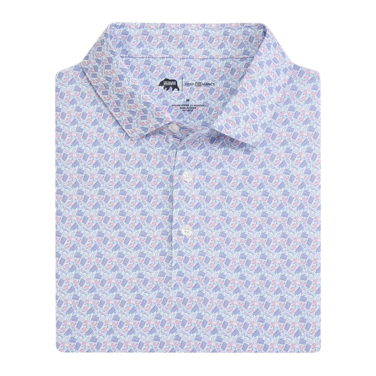 Low Country Printed Performance Polo - Powder Pink