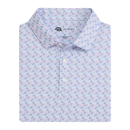 Low Country Printed Performance Polo - Powder Pink