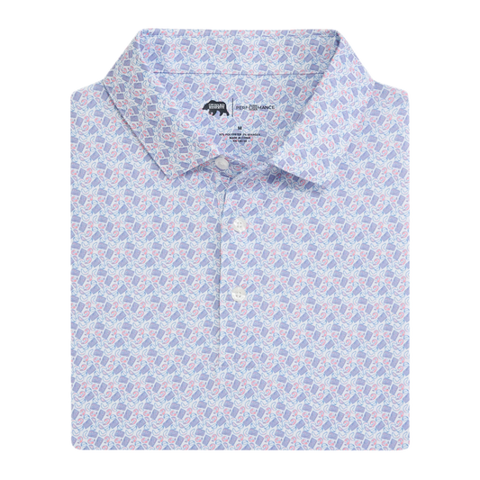 Low Country Printed Performance Polo - Powder Pink