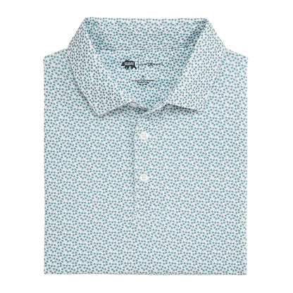 Thistle Printed Performance Polo - Mallard Green