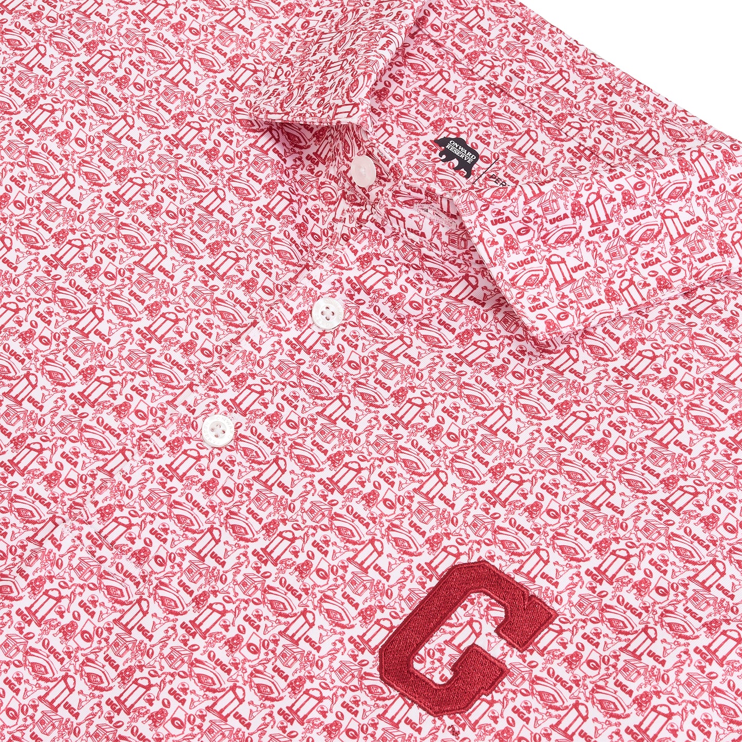 Georgia Icons Printed Performance Polo - White