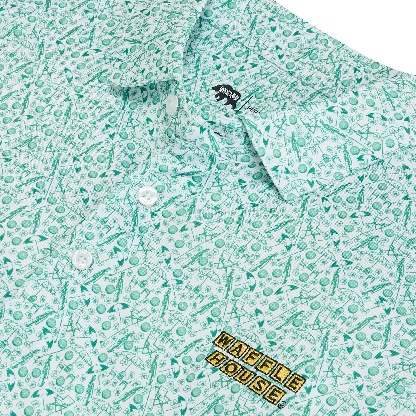 Waffle House Golf Legend Printed Performance Polo - White